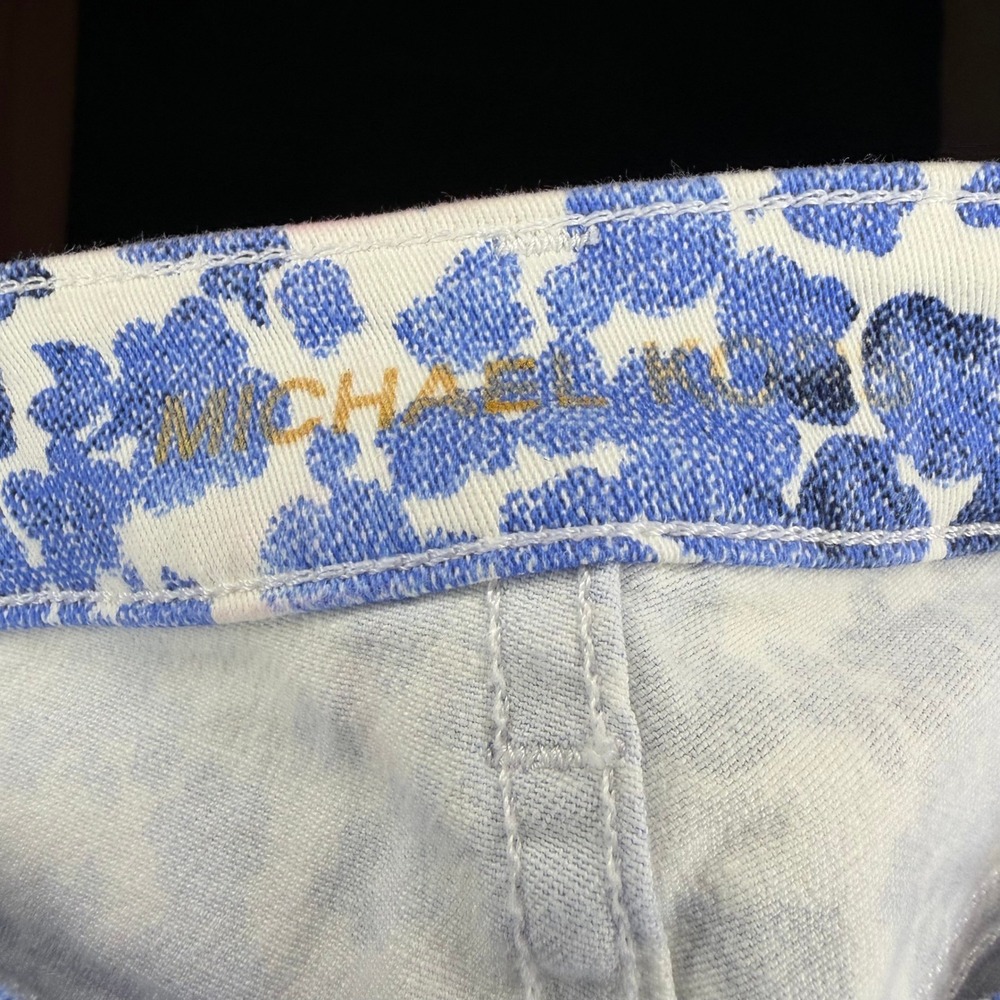 Michael Kors Blue White Floral Skinny Jeans Women's Size 4 Gold Hardware - Picture 3 of 7